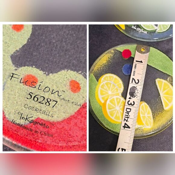 Fused art glass cocktails coasters set of 4 Colorful Fruits by William McGrath - Picture 8 of 8